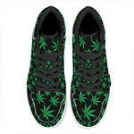 Swirl Cannabis Leaf Print High Top Leather Sneakers
