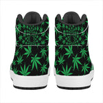 Swirl Cannabis Leaf Print High Top Leather Sneakers