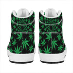 Swirl Cannabis Leaf Print High Top Leather Sneakers