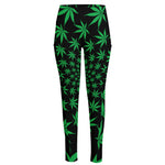 Swirl Cannabis Leaf Print High-Waisted Pocket Leggings