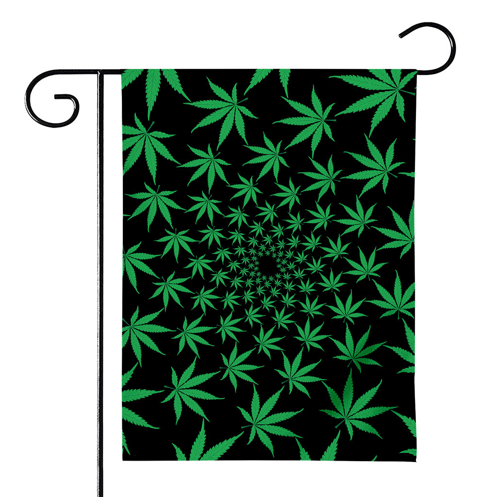 Swirl Cannabis Leaf Print House Flag