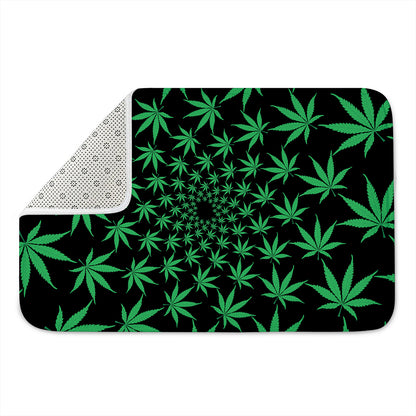 Swirl Cannabis Leaf Print Indoor Door Mat