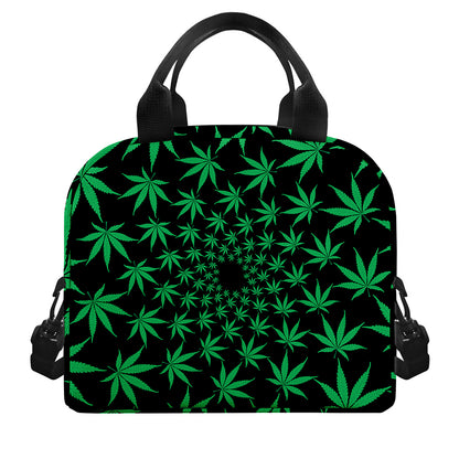 Swirl Cannabis Leaf Print Insulated Lunch Bag