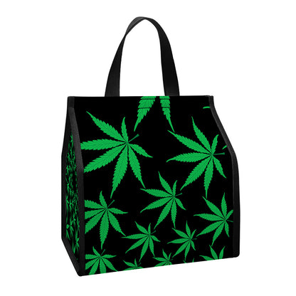 Swirl Cannabis Leaf Print Insulated Lunch Tote