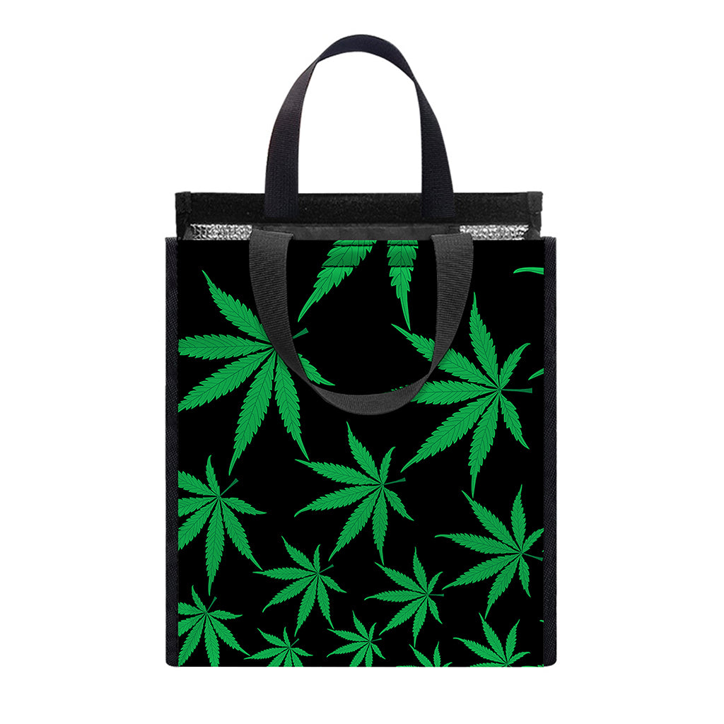 Swirl Cannabis Leaf Print Insulated Lunch Tote