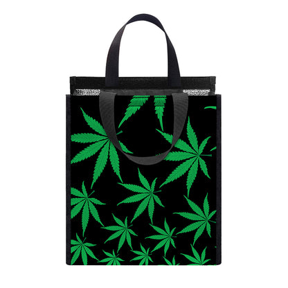 Swirl Cannabis Leaf Print Insulated Lunch Tote