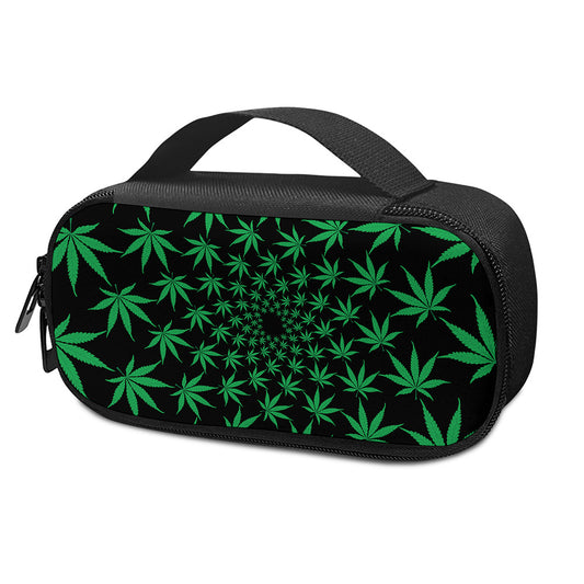 Swirl Cannabis Leaf Print Insulin Cooler Travel Case