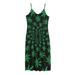 Swirl Cannabis Leaf Print Jersey Midi Cami Dress