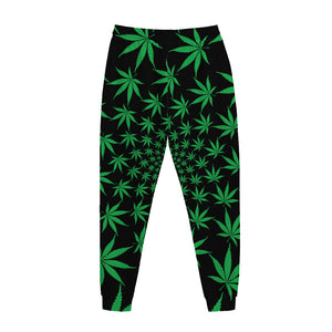 Swirl Cannabis Leaf Print Jogger Pants