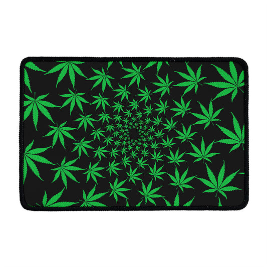 Swirl Cannabis Leaf Print Kitchen Mat