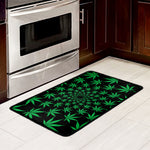Swirl Cannabis Leaf Print Kitchen Mat