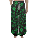 Swirl Cannabis Leaf Print Lantern Pants