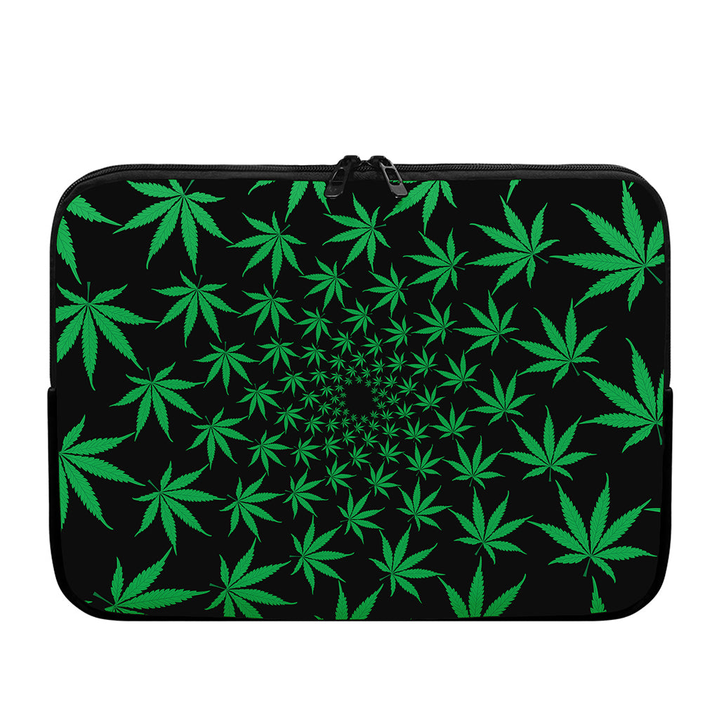 Swirl Cannabis Leaf Print Laptop Sleeve