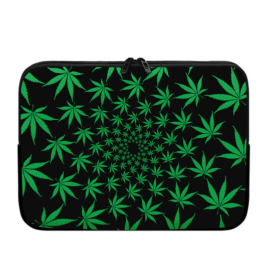 Swirl Cannabis Leaf Print Laptop Sleeve