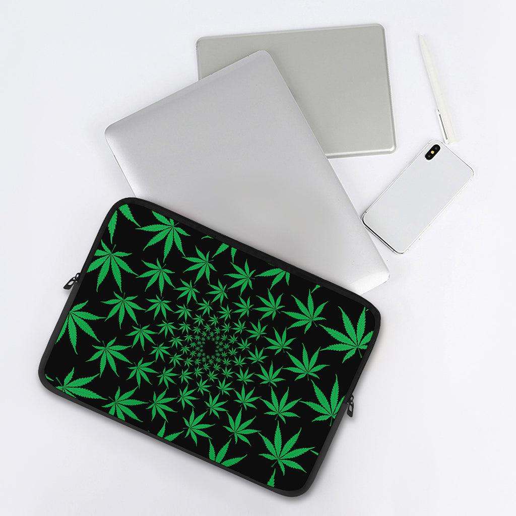 Swirl Cannabis Leaf Print Laptop Sleeve