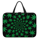 Swirl Cannabis Leaf Print Laptop Sleeve With Handle