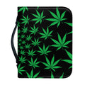 Swirl Cannabis Leaf Print Leather Bible Cover