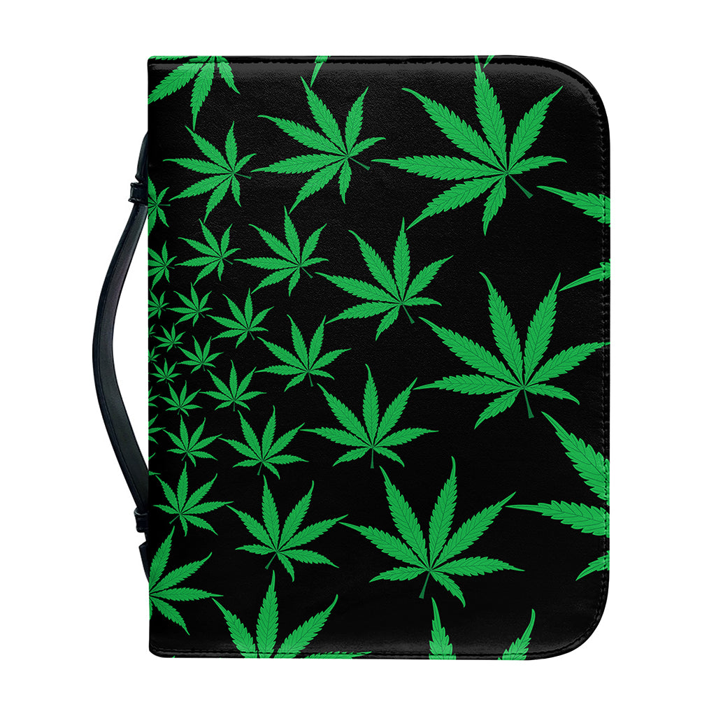 Swirl Cannabis Leaf Print Leather Bible Cover