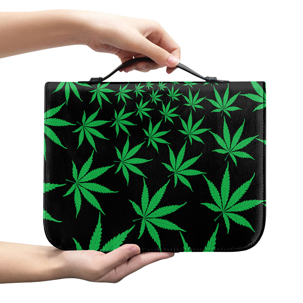Swirl Cannabis Leaf Print Leather Bible Cover