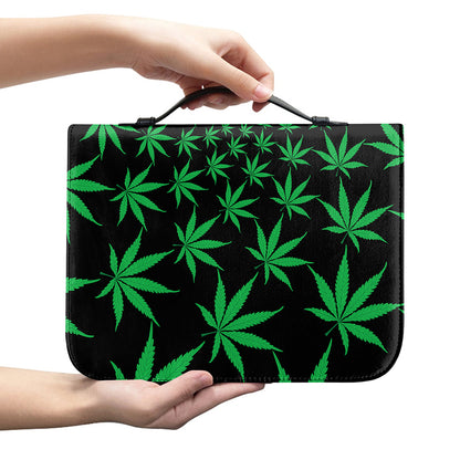 Swirl Cannabis Leaf Print Leather Bible Cover