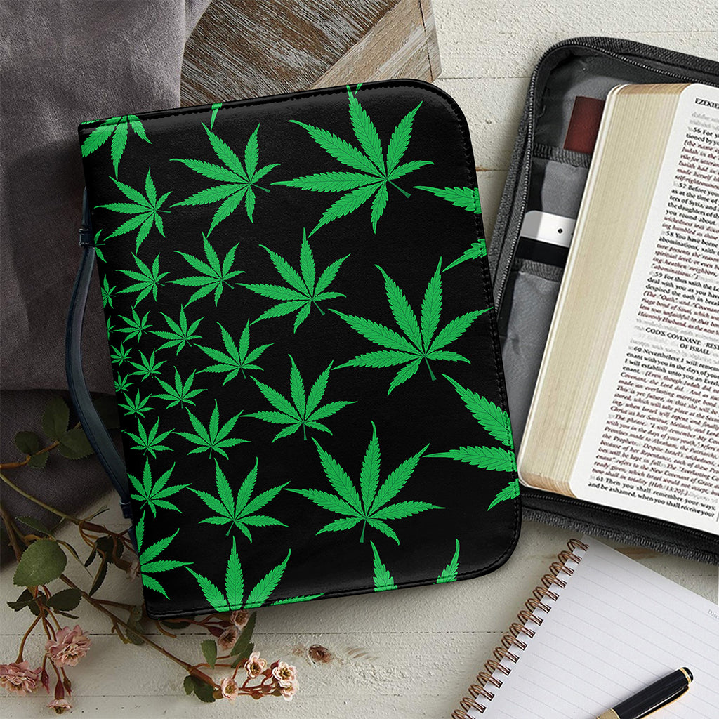 Swirl Cannabis Leaf Print Leather Bible Cover