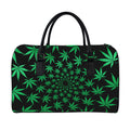 Swirl Cannabis Leaf Print Leather Duffel Bag