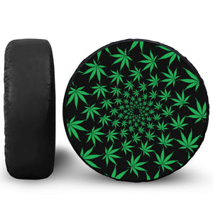 Swirl Cannabis Leaf Print Leather Spare Tire Cover