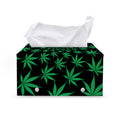Swirl Cannabis Leaf Print Leather Tissue Box Cover