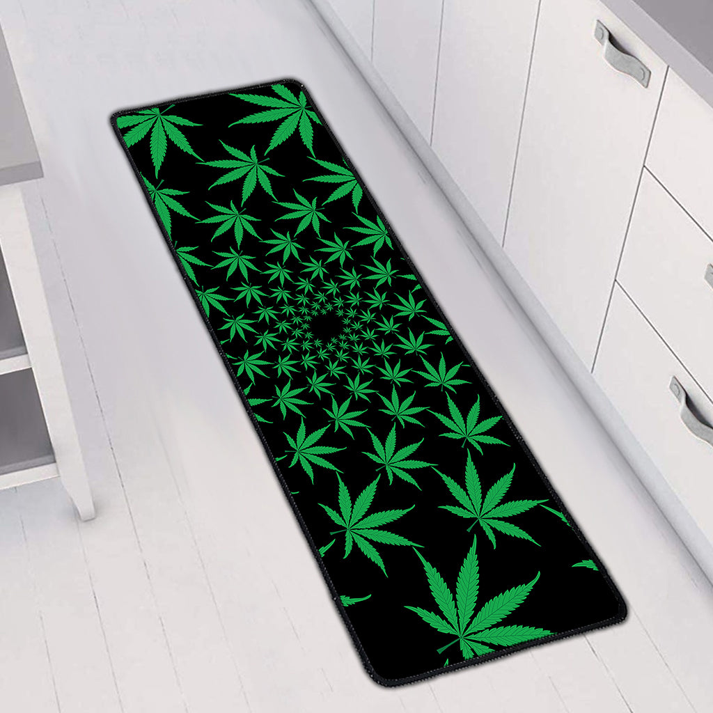 Swirl Cannabis Leaf Print Long Kitchen Mat