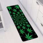 Swirl Cannabis Leaf Print Long Kitchen Mat