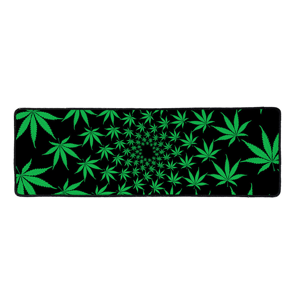 Swirl Cannabis Leaf Print Long Kitchen Mat