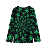 Swirl Cannabis Leaf Print Long Sleeve Short Coat