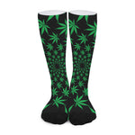 Swirl Cannabis Leaf Print Long Socks
