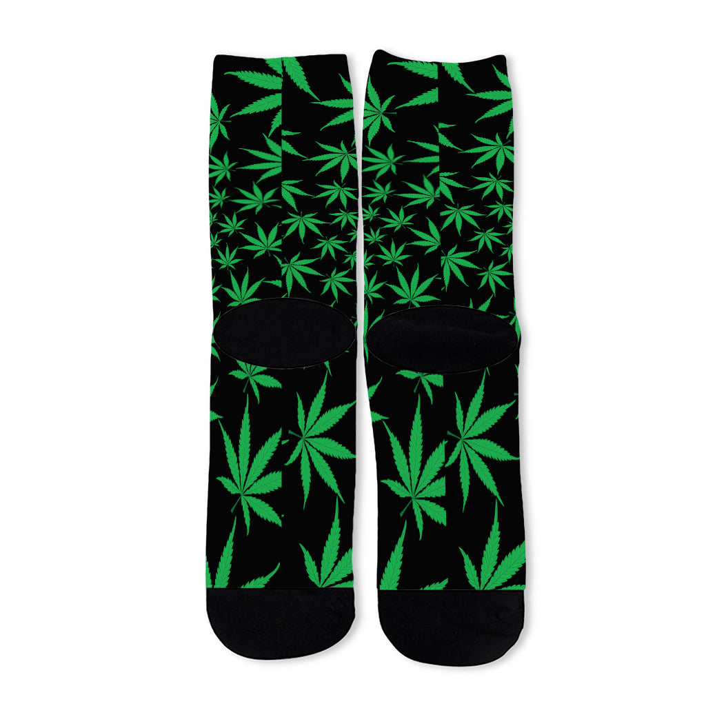 Swirl Cannabis Leaf Print Long Socks