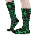 Swirl Cannabis Leaf Print Long Socks