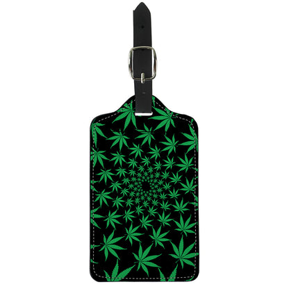Swirl Cannabis Leaf Print Luggage Tag