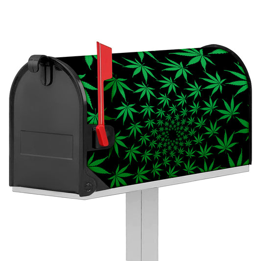 Swirl Cannabis Leaf Print Mailbox Cover