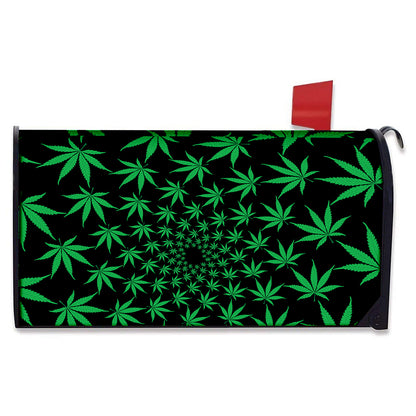 Swirl Cannabis Leaf Print Mailbox Cover