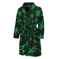 Swirl Cannabis Leaf Print Men's Bathrobe