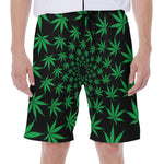 Swirl Cannabis Leaf Print Men's Beach Shorts