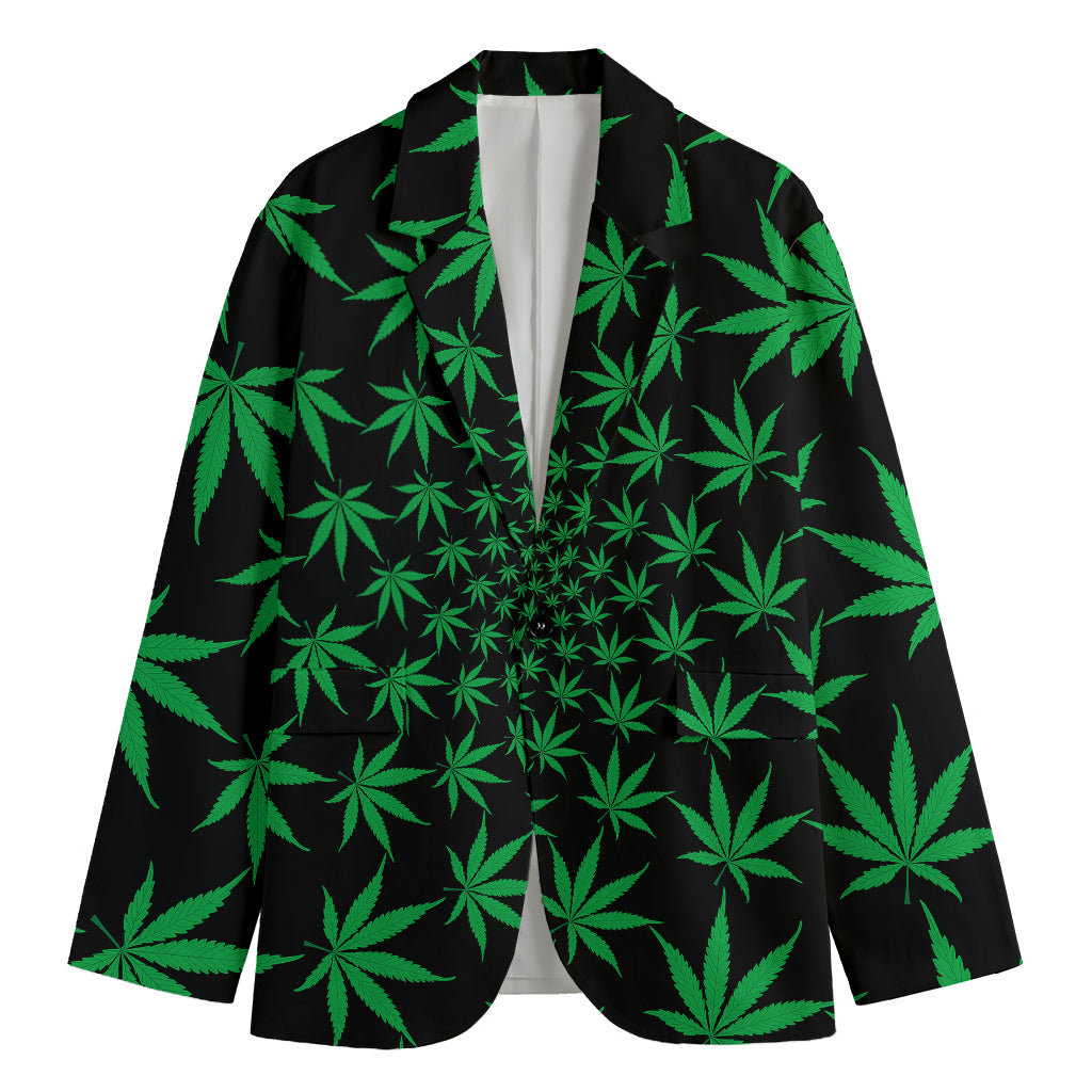 Swirl Cannabis Leaf Print Men's Blazer