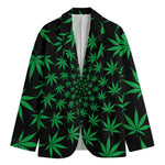 Swirl Cannabis Leaf Print Men's Blazer