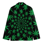 Swirl Cannabis Leaf Print Men's Blazer