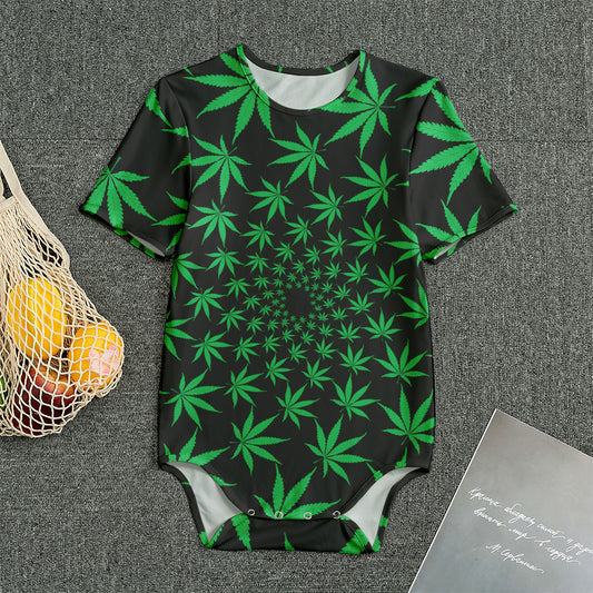 Swirl Cannabis Leaf Print Men's Bodysuit