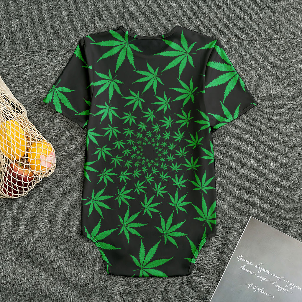Swirl Cannabis Leaf Print Men's Bodysuit