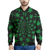 Swirl Cannabis Leaf Print Men's Bomber Jacket