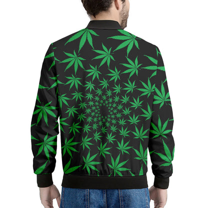 Swirl Cannabis Leaf Print Men's Bomber Jacket