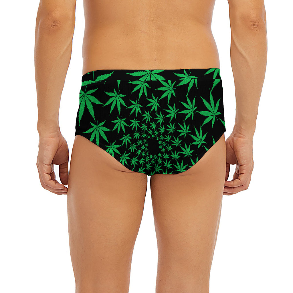 Swirl Cannabis Leaf Print Men's Briefs