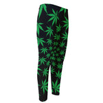 Swirl Cannabis Leaf Print Men's Compression Pants