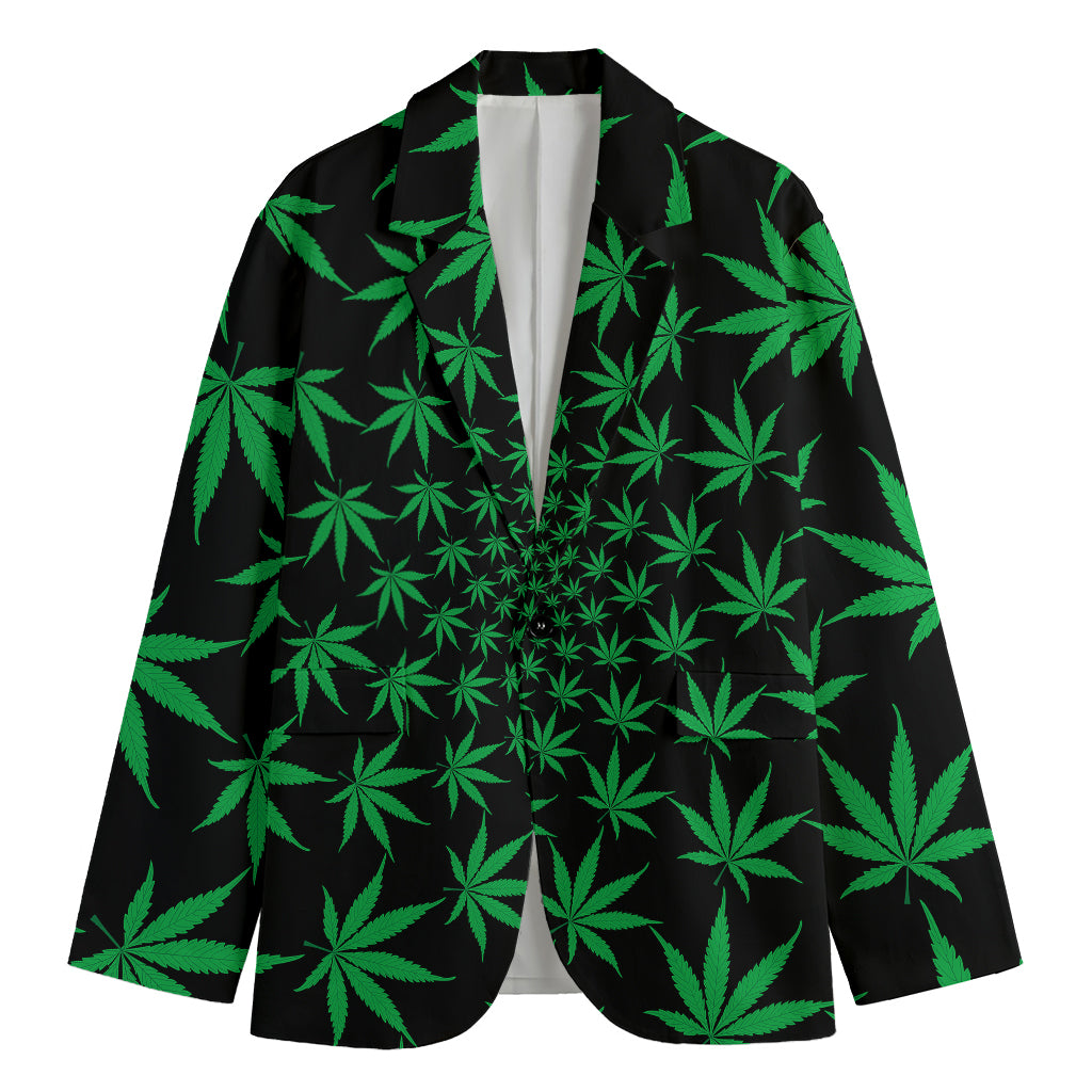 Swirl Cannabis Leaf Print Men's Cotton Blazer